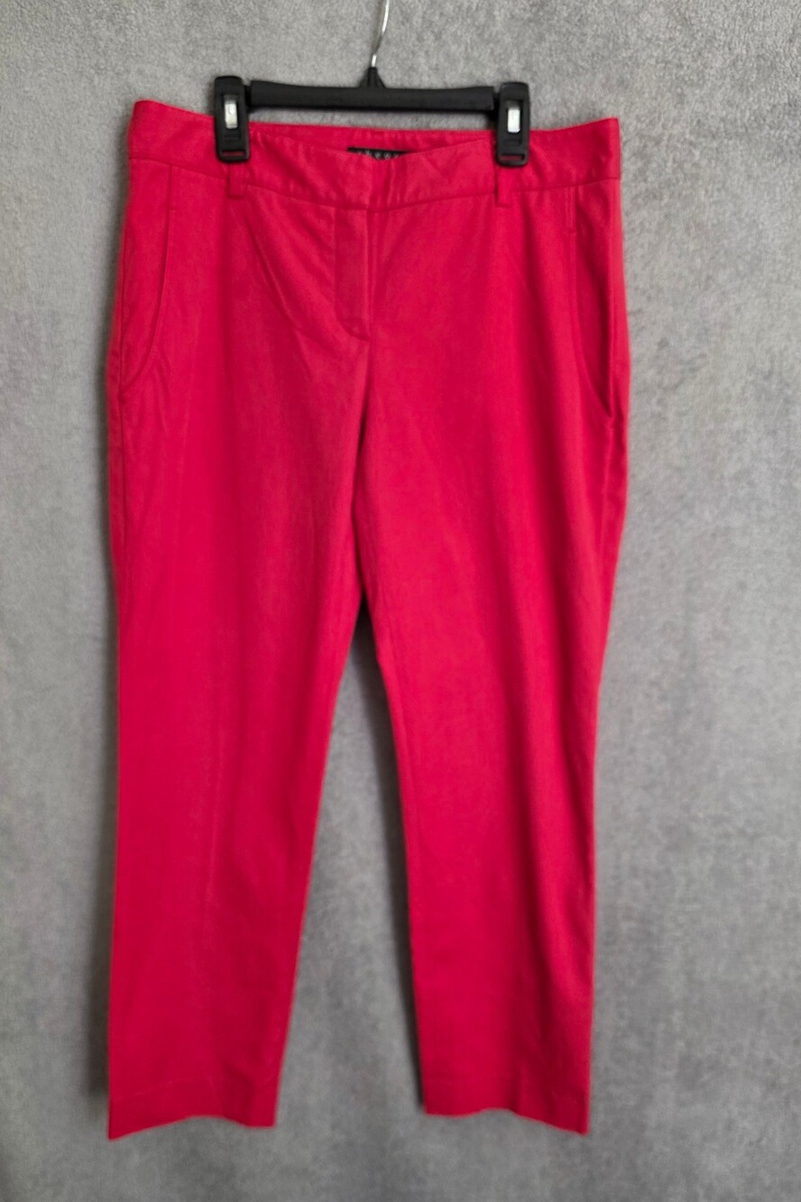 Theory Yanette C  Red Women's Pants Size 6 Mid-rise Cropped Straight Leg Fit